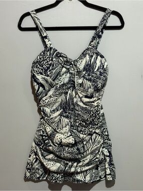 Septangle Tropical Print One Piece Swimsuit Swim Dress